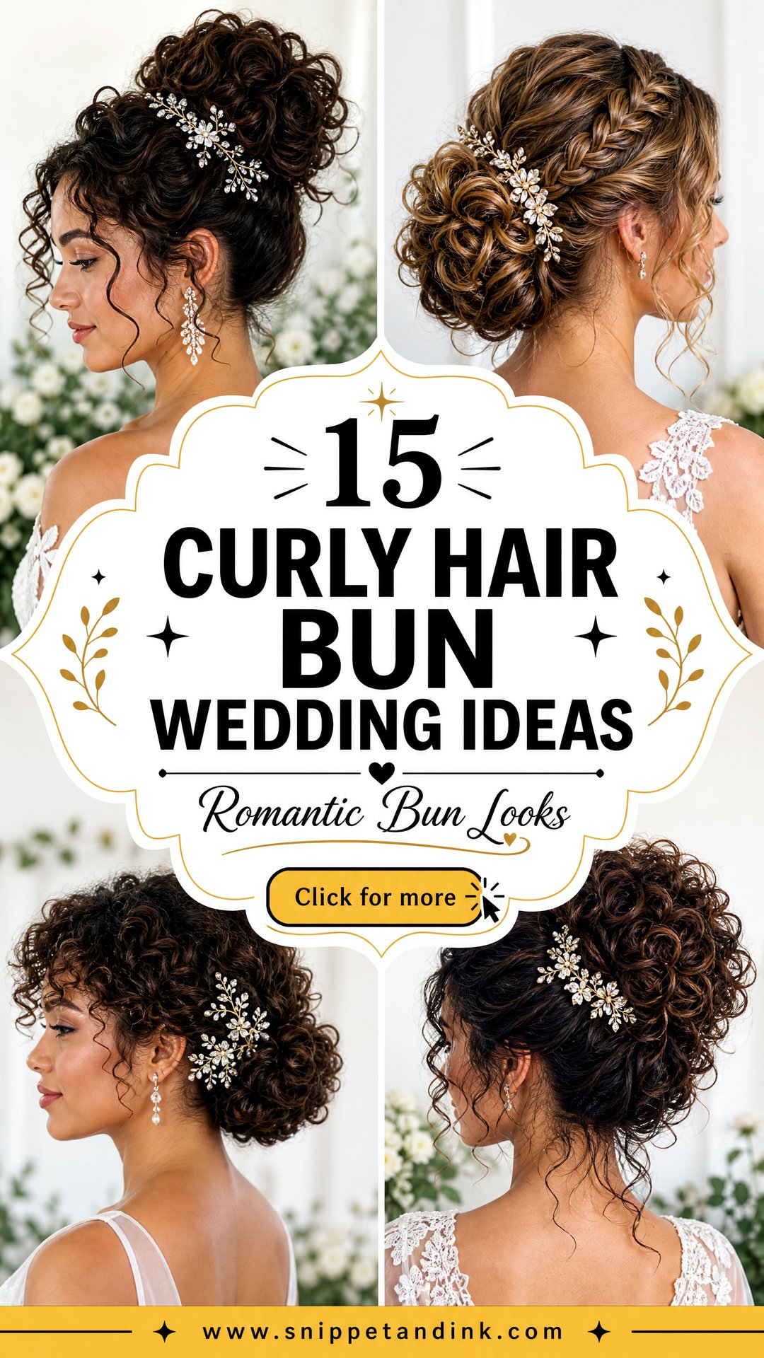 15 Curly Hair Bun Wedding Ideas for Romantic Updos - 15 Curly Hair Bun Wedding Ideas for Romantic Updos