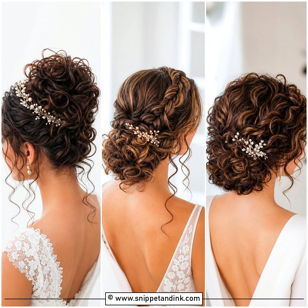 15 Curly Hair Bun Wedding Ideas for Romantic Updos