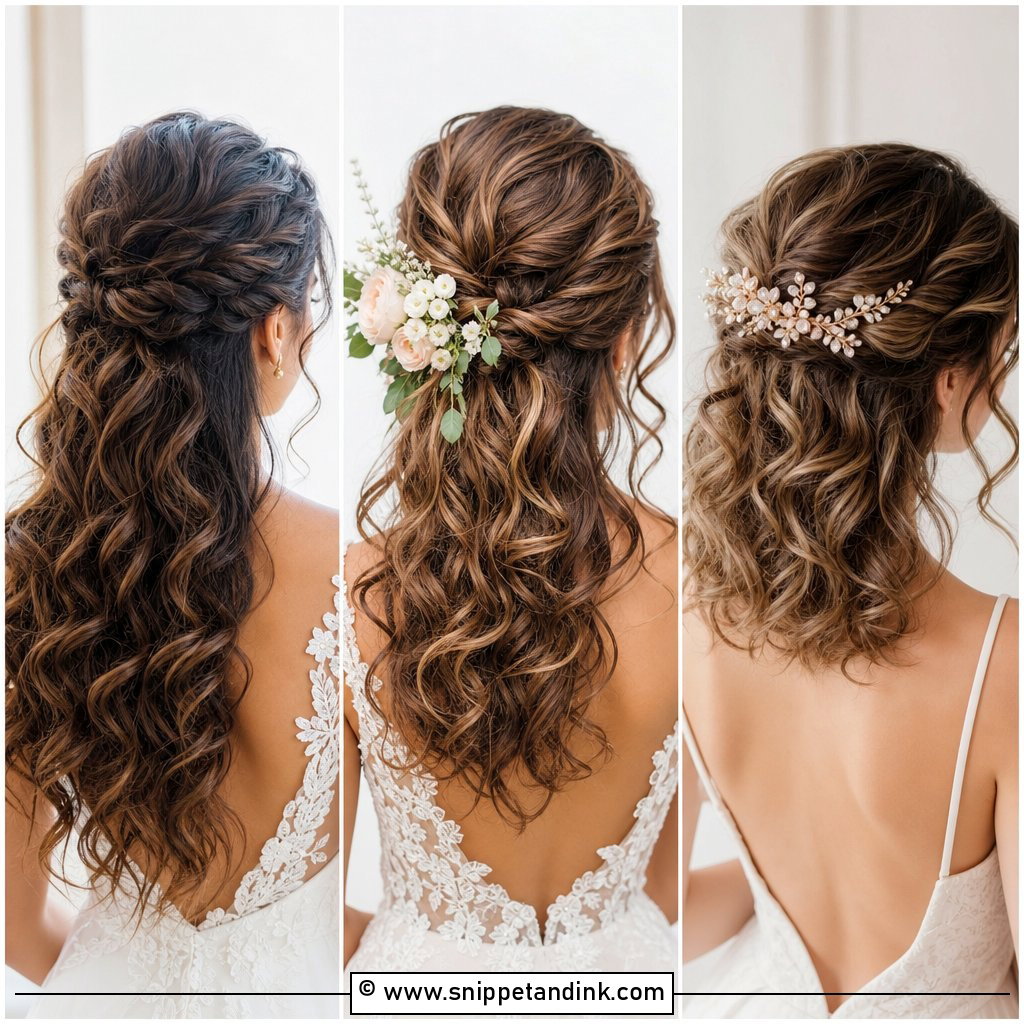 15 Curly Half-Up Bridal Hair Ideas for Dreamy Volume