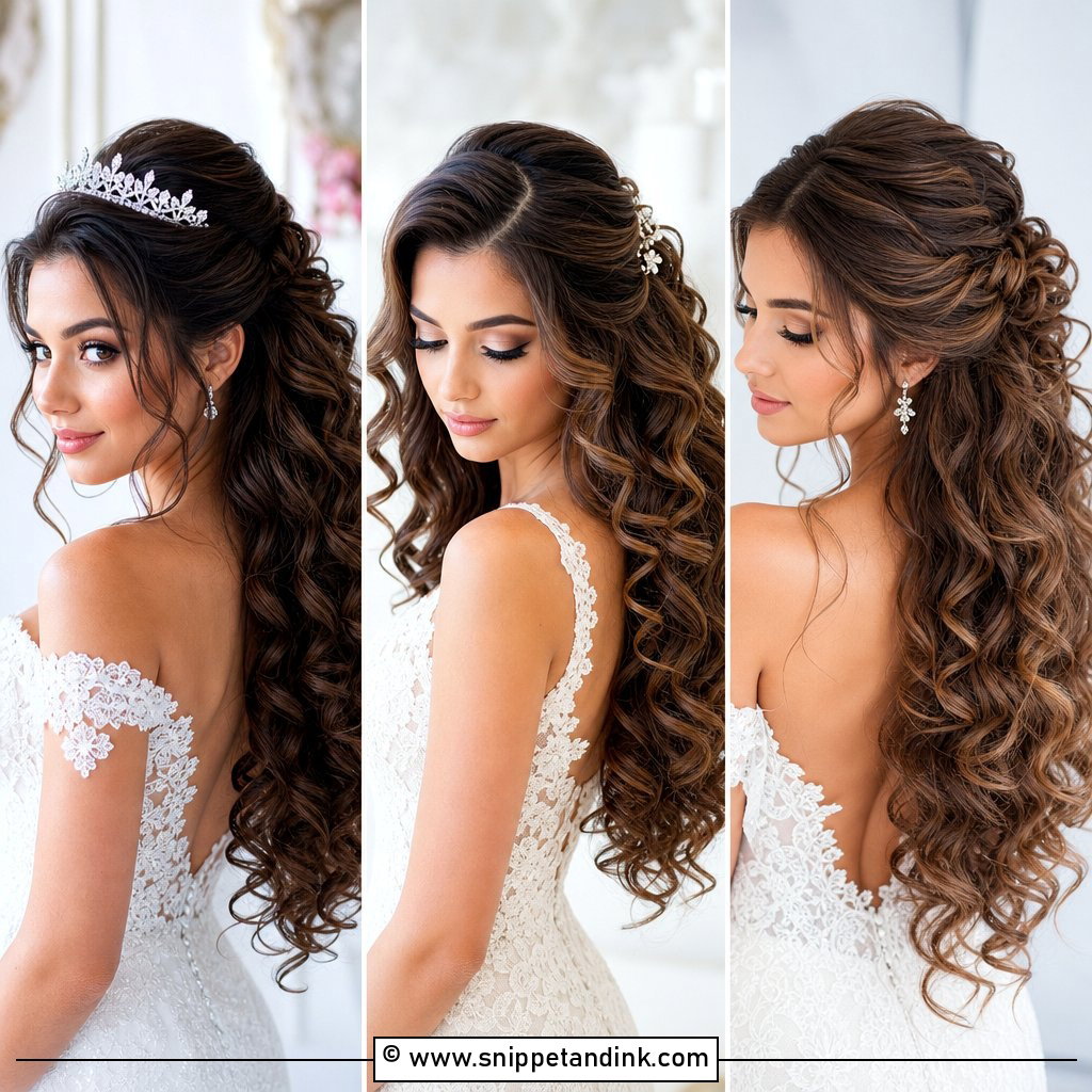 15 Curly Half-Up Half-Down Bridal Hair Ideas