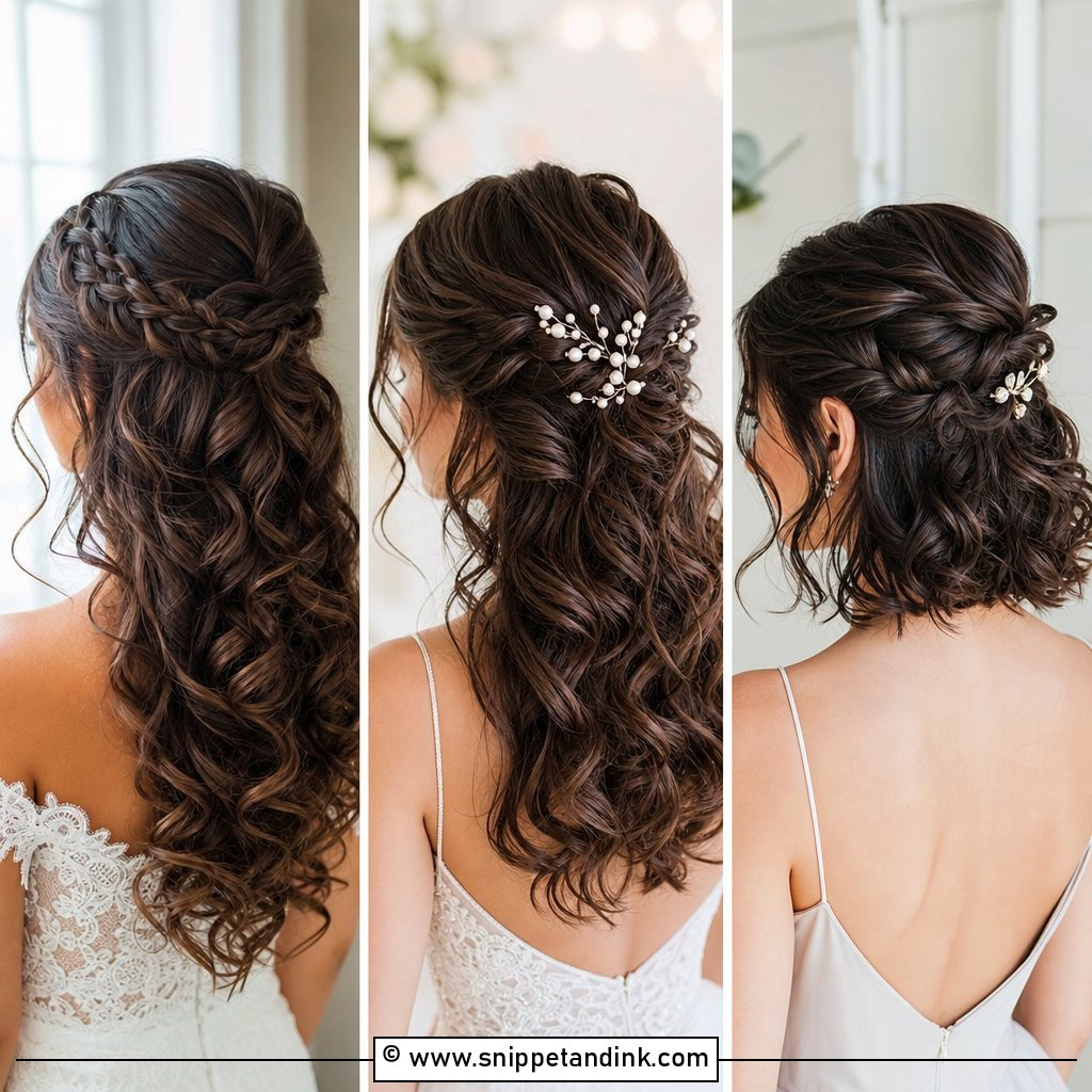 15 Curly Half-Up Wedding Hair Ideas for Soft Glam
