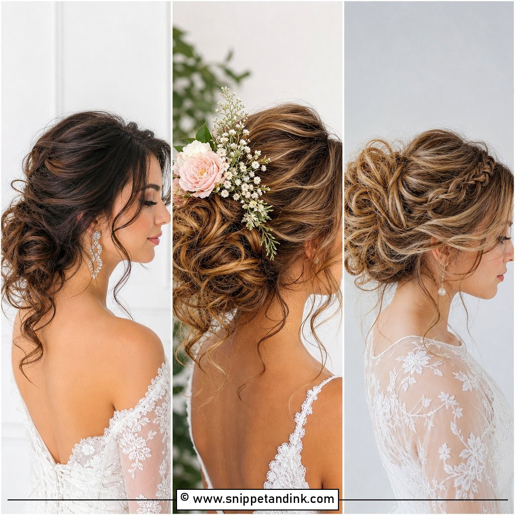 15 Curly Messy Bun Wedding Hair Ideas for Brides