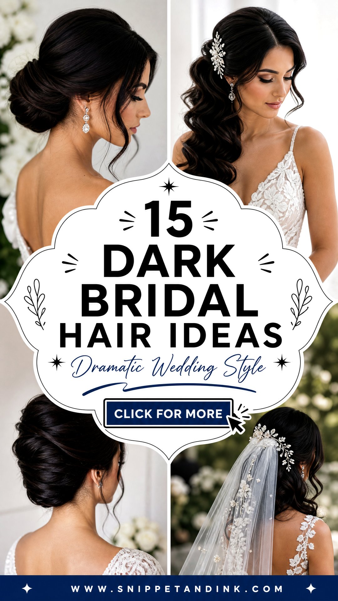 15 Dark Bridal Hair Ideas for Dramatic Wedding Style - 15 Dark Bridal Hair Ideas for Dramatic Wedding Style