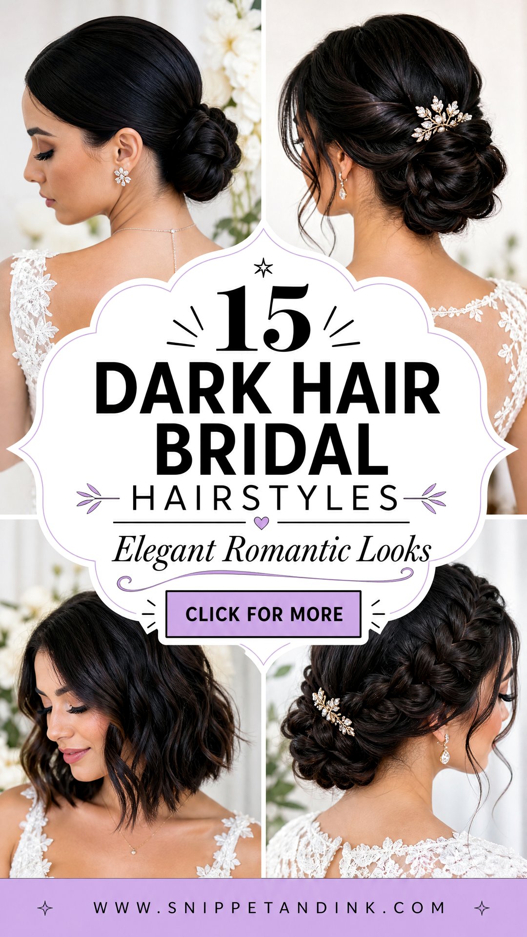 15 Dark Hair Bridal Hairstyles for Elegant Romantic Looks - 15 Dark Hair Bridal Hairstyles for Elegant Romantic Looks