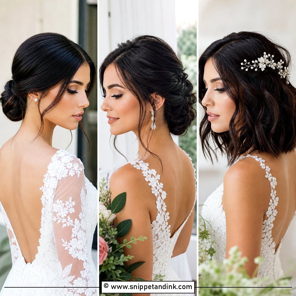 15 Dark Hair Bridal Hairstyles for Elegant Romantic Looks