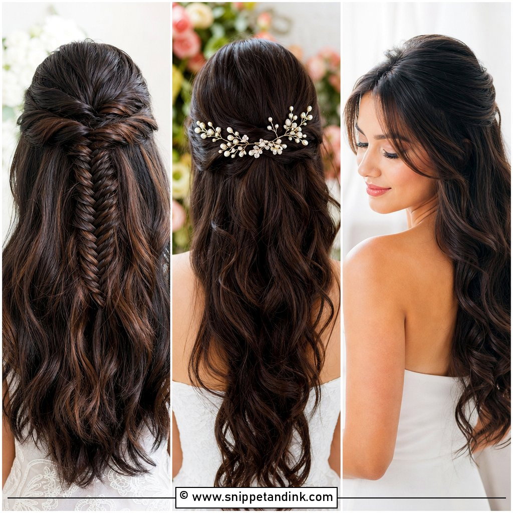 15 Dark Hair Half-Up Half-Down Wedding Hair Ideas Chic Looks