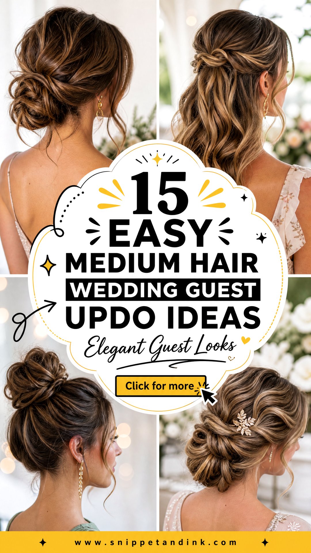 15 Easy Medium Hair Wedding Guest Updo Ideas Elegant Looks - 15 Easy Medium Hair Wedding Guest Updo Ideas: Elegant Looks