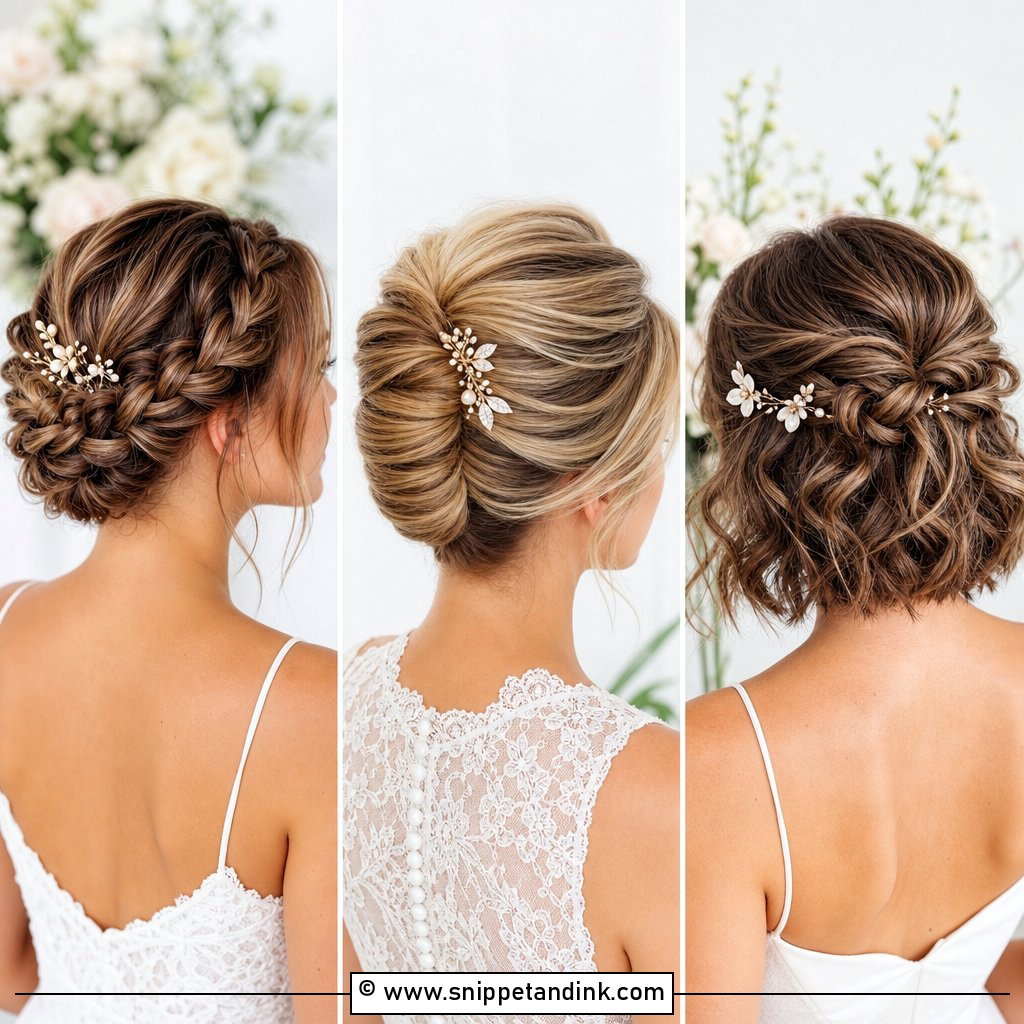 15 Easy Updos for Short Hair Wedding Looks to Try