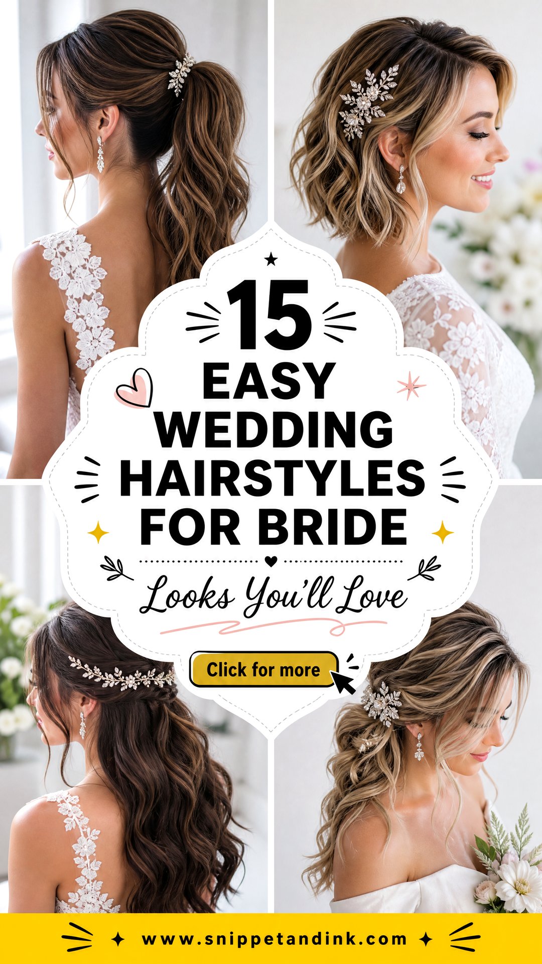 15 Easy Wedding Hairstyles for Bride Looks Youll Love - 15 Easy Wedding Hairstyles for Bride Looks You’ll Love