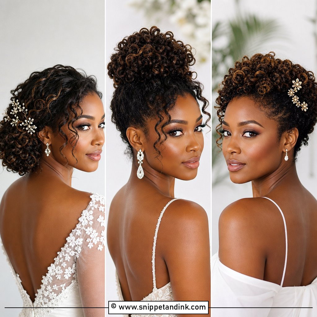 15 Formal Curly Natural Curls Wedding Updo Hairstyles for Brides