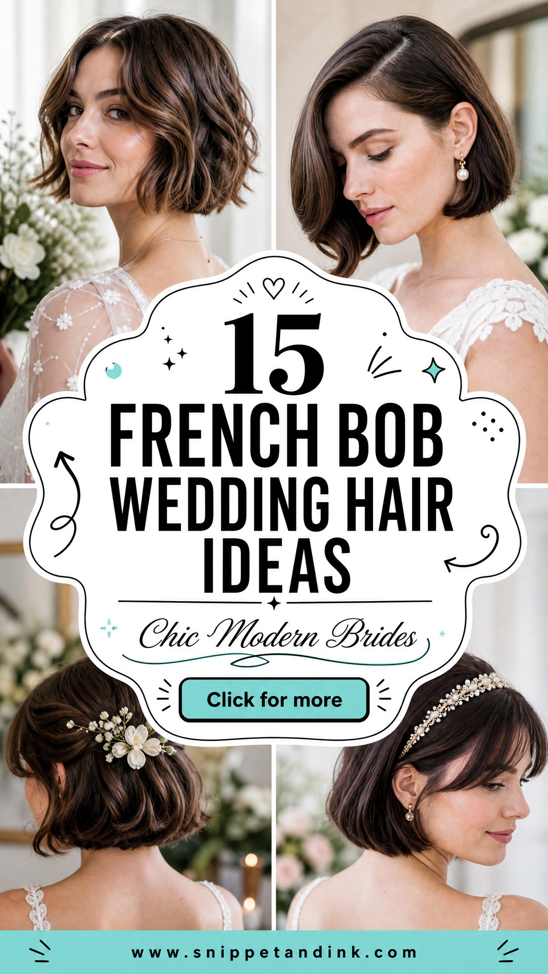 15 French Bob Wedding Hair Ideas for Chic Modern Brides - 15 French Bob Wedding Hair Ideas for Chic Modern Brides