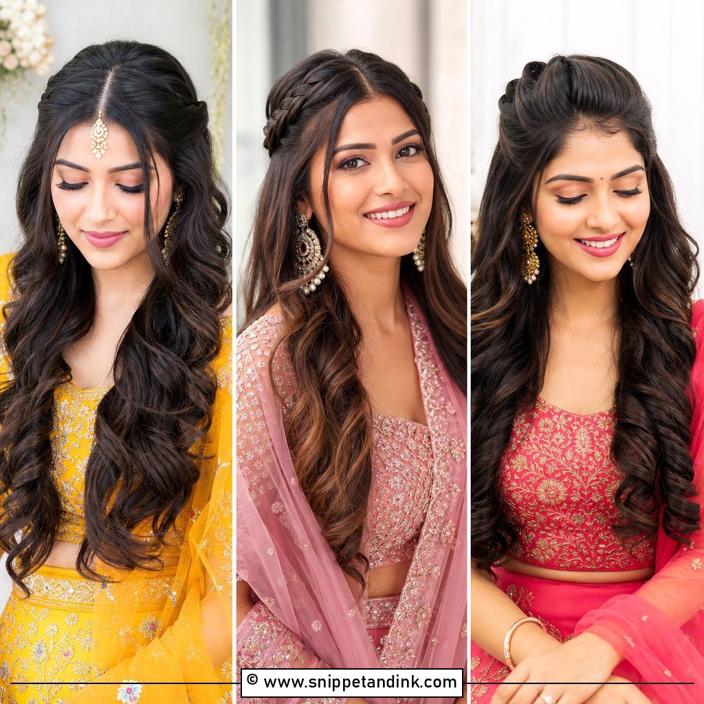 15 Front Hairstyles Indian Wedding for Open Hair Looks