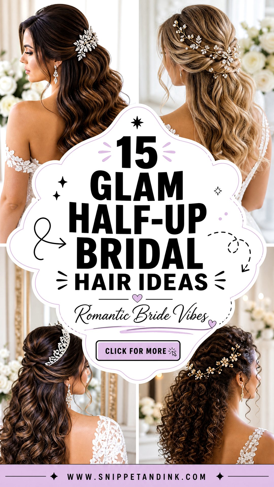 15 Glam Half-Up Bridal Hair Ideas for Romantic Brides - 15 Glam Half-Up Bridal Hair Ideas for Romantic Brides