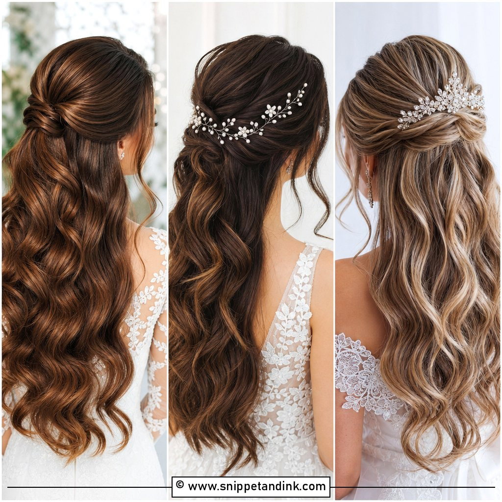 15 Glam Half-Up Bridal Hair Ideas for Romantic Brides