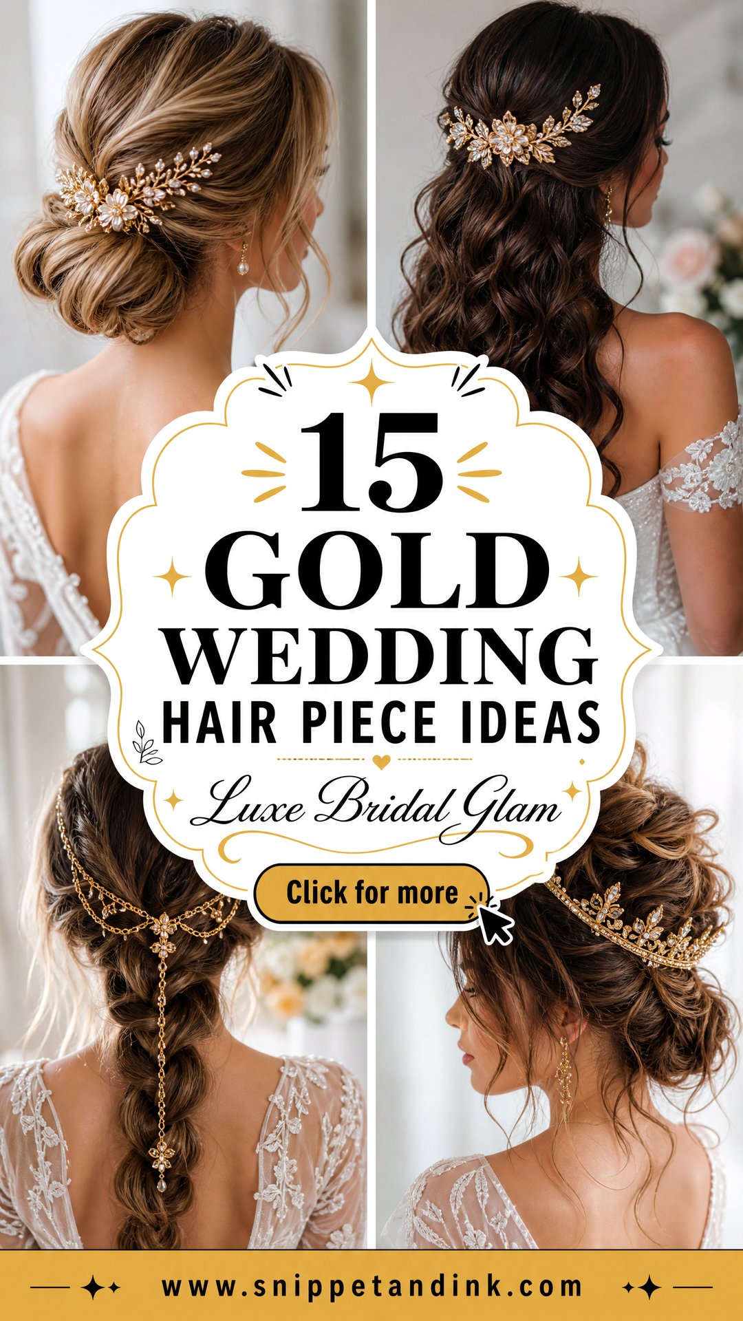 15 Gold Wedding Hair Piece Ideas for Luxe Bridal Glam - 15 Gold Wedding Hair Piece Ideas for Luxe Bridal Glam