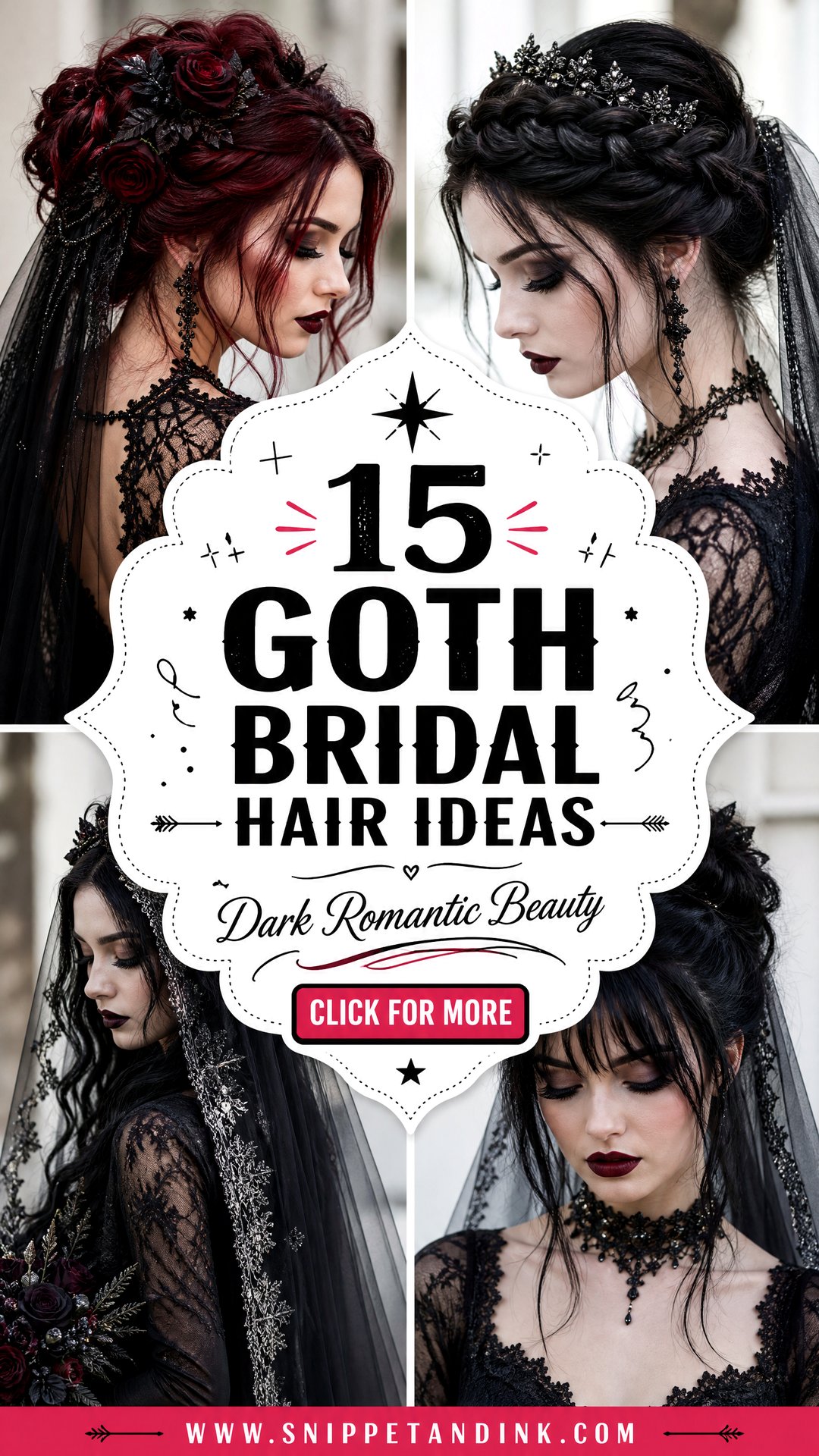 15 Goth Bridal Hair Ideas for a Dark Romantic Look - 15 Goth Bridal Hair Ideas for a Dark Romantic Look