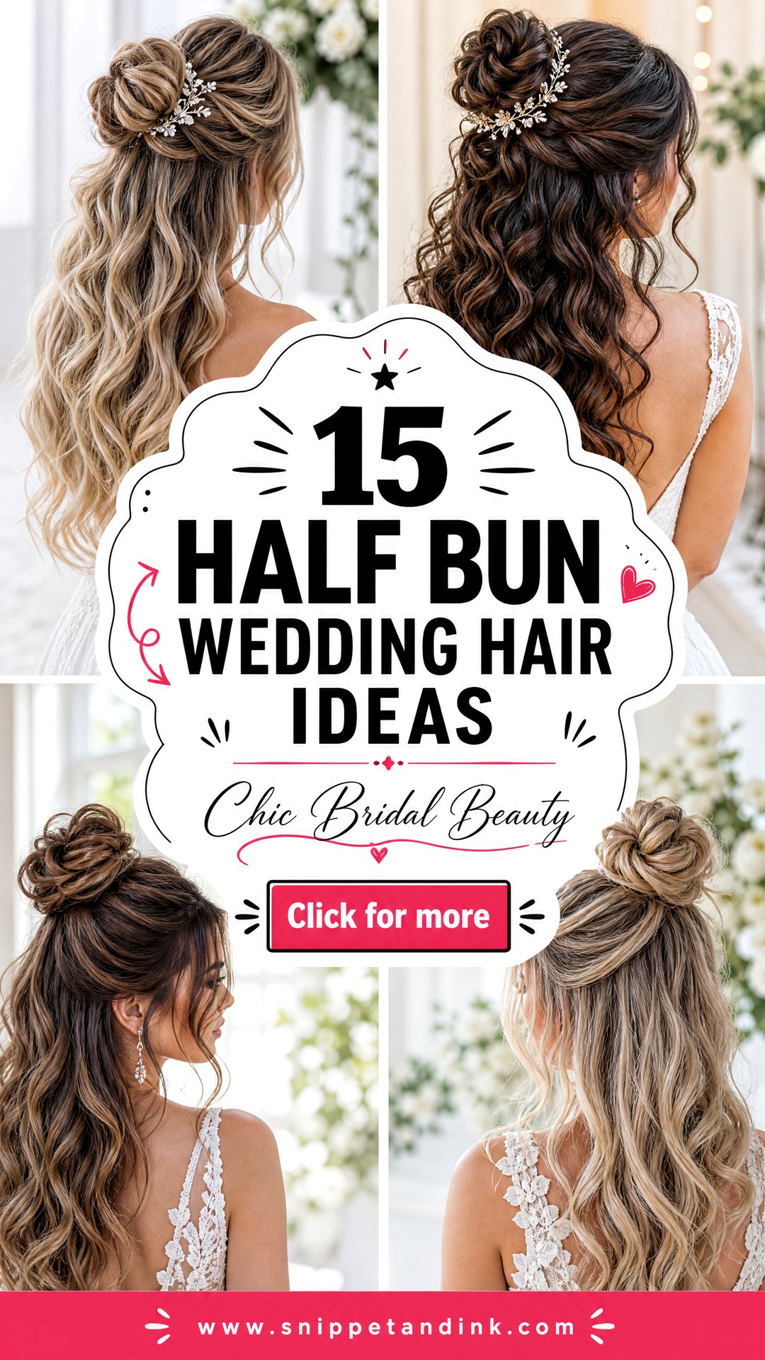 15 Half Bun Wedding Hair Ideas for Chic Bridal Beauty - 15 Half Bun Wedding Hair Ideas for Chic Bridal Beauty