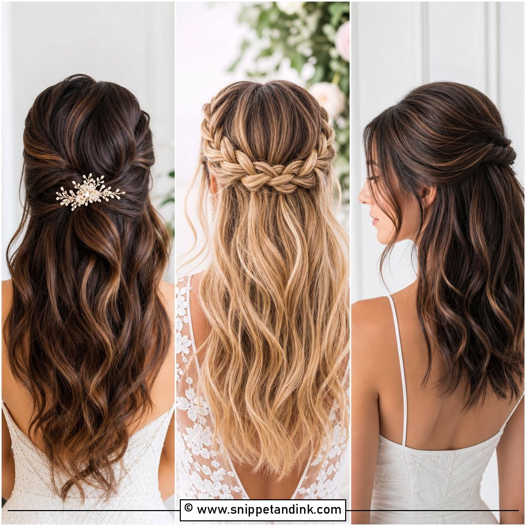 15 Half Hairdo Wedding Ideas for a Soft Romantic Look