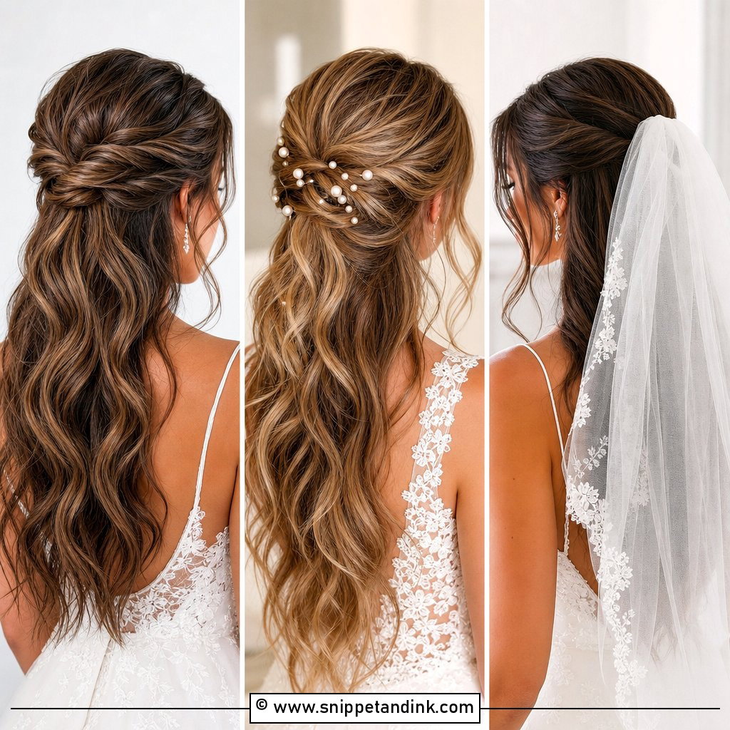 15 Half-Up Bridal Hair Inspo Ideas for Modern Brides