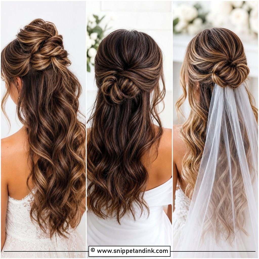 15 Half-Up Bun Wedding Hairstyles for Effortless Elegance