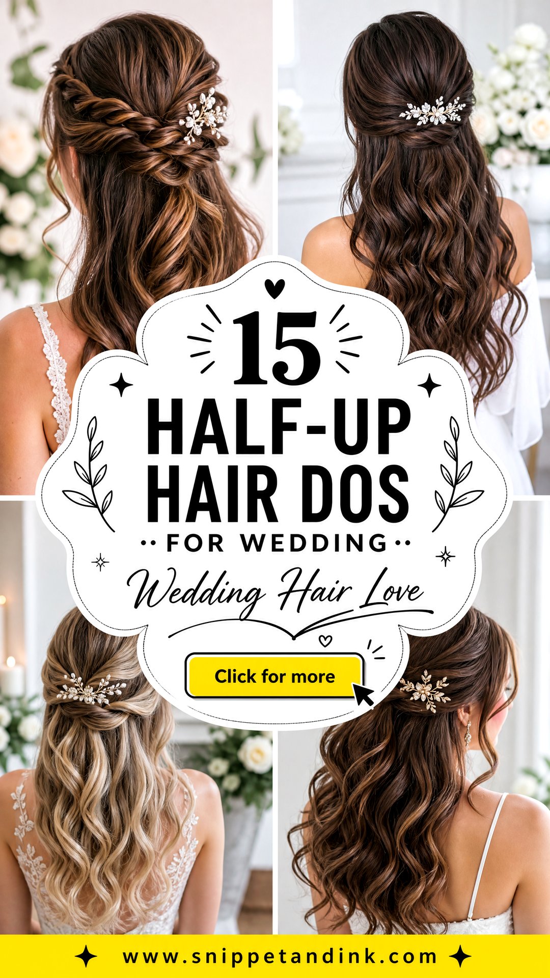 15 Half-Up Hair Dos for Wedding Looks Brides Will Love - 15 Half-Up Hair Dos for Wedding Looks Brides Will Love