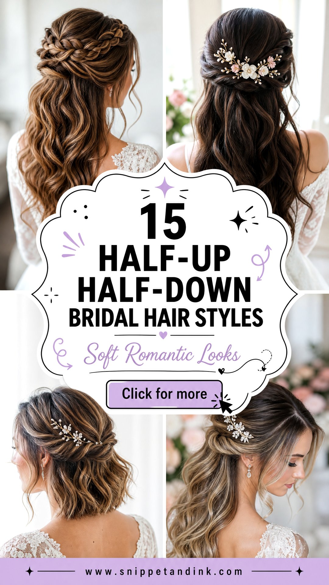 15 Half-Up Half-Down Bridal Hair Styles for Romantic Brides - 15 Half-Up Half-Down Bridal Hair Styles for Romantic Brides
