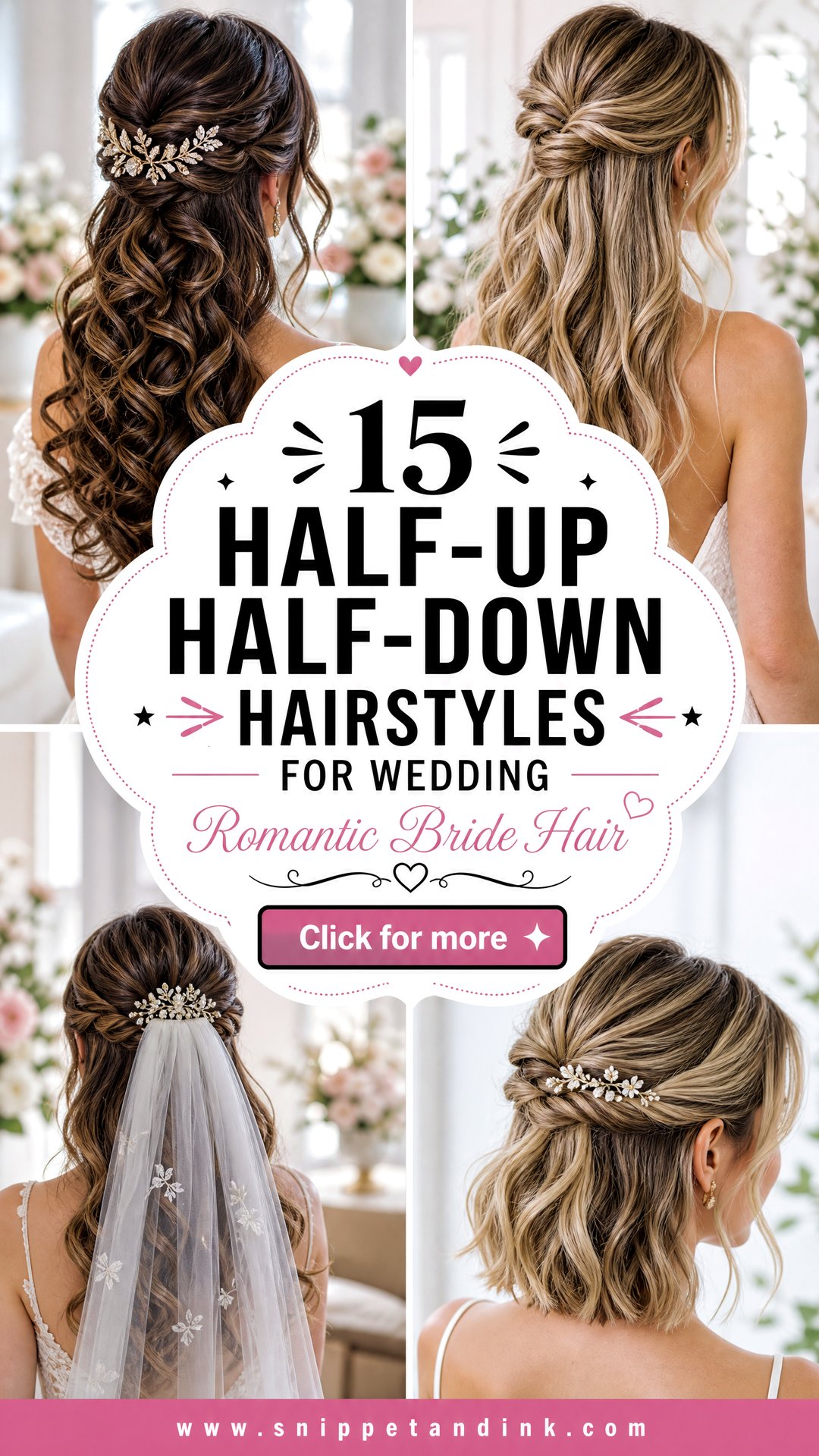 15 Half-Up Half-Down Hairstyles for Wedding for Romantic Brides - 15 Half-Up Half-Down Hairstyles for Wedding for Romantic Brides