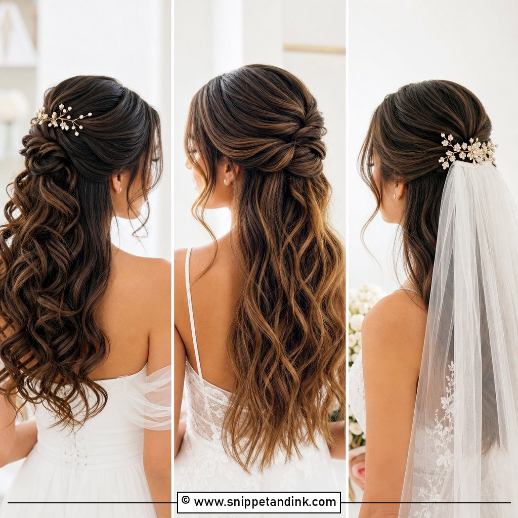15 Half-Up Half-Down Hairstyles for Wedding for Romantic Brides