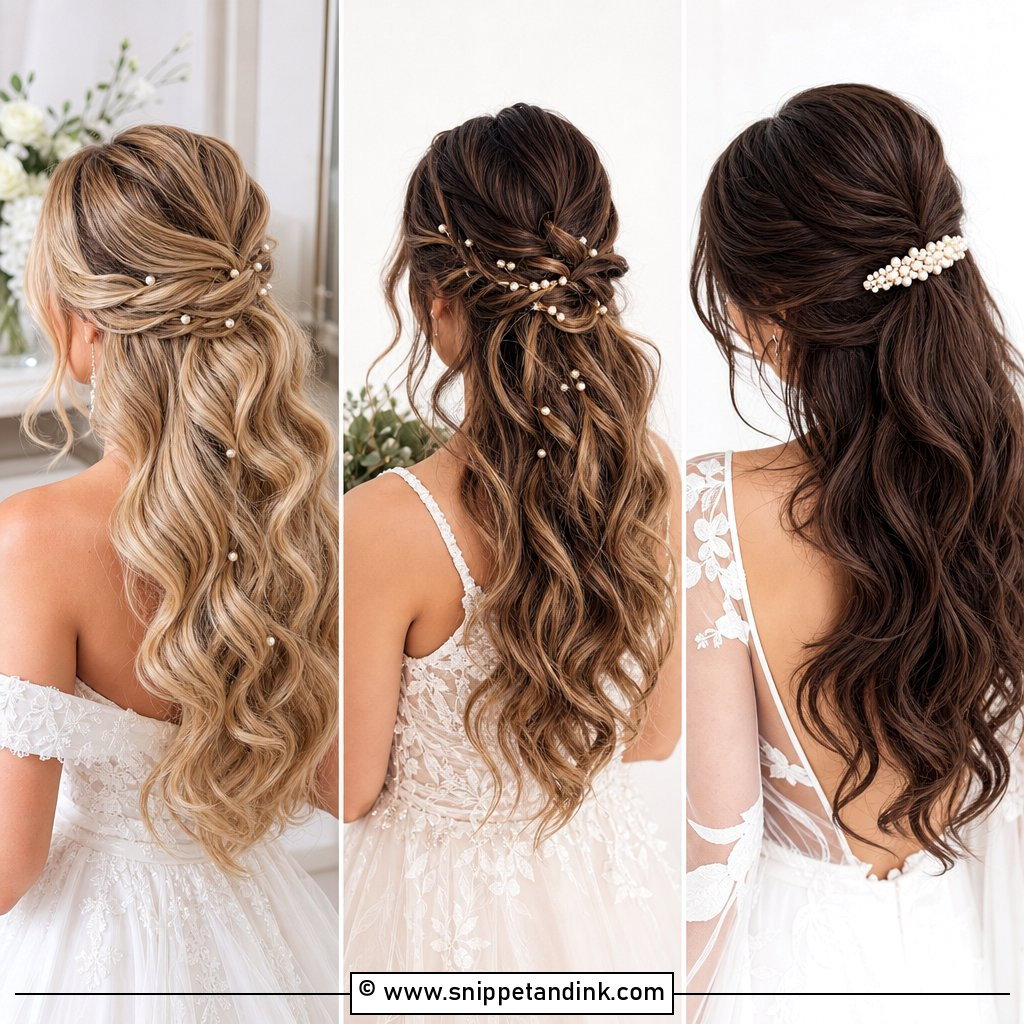 15 Half-Up Half-Down Wedding Hair Pearls for Luxe Brides