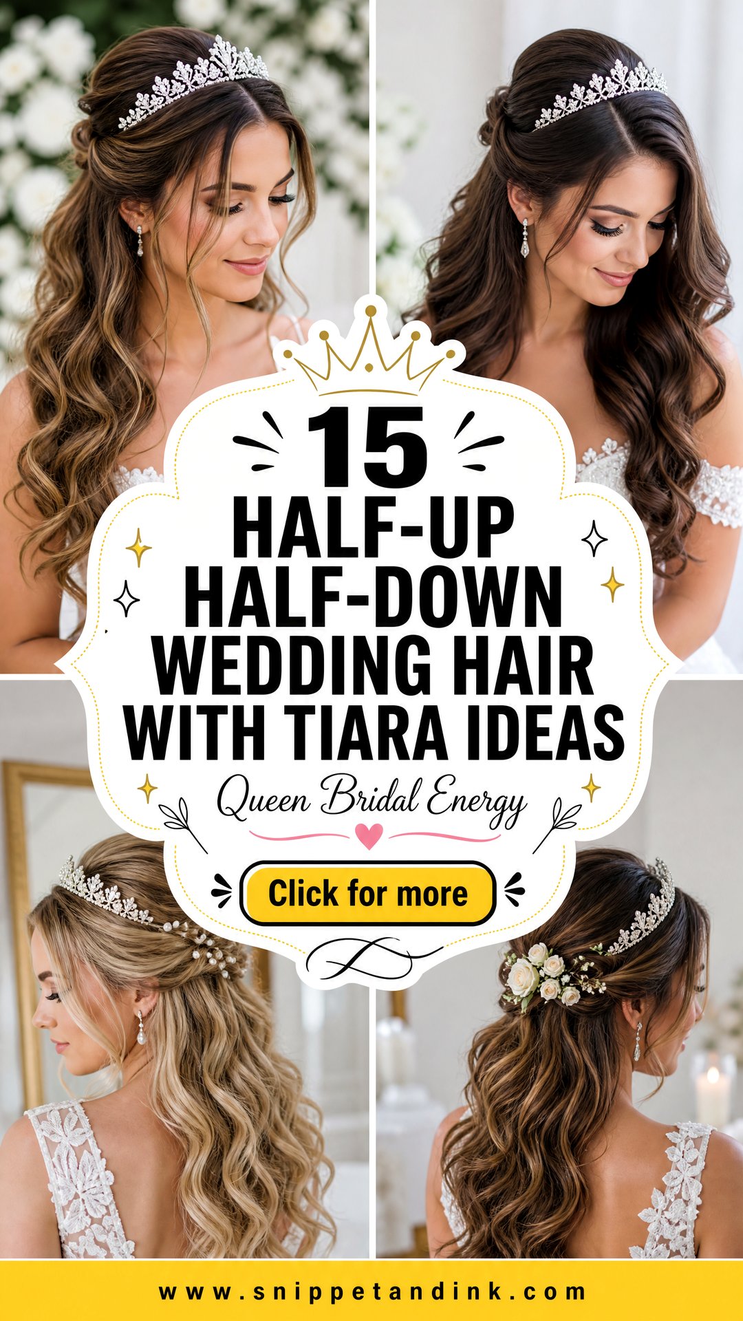 15 Half-Up Half-Down Wedding Hair with Tiara Ideas for Queens - 15 Half-Up Half-Down Wedding Hair with Tiara Ideas for Queens