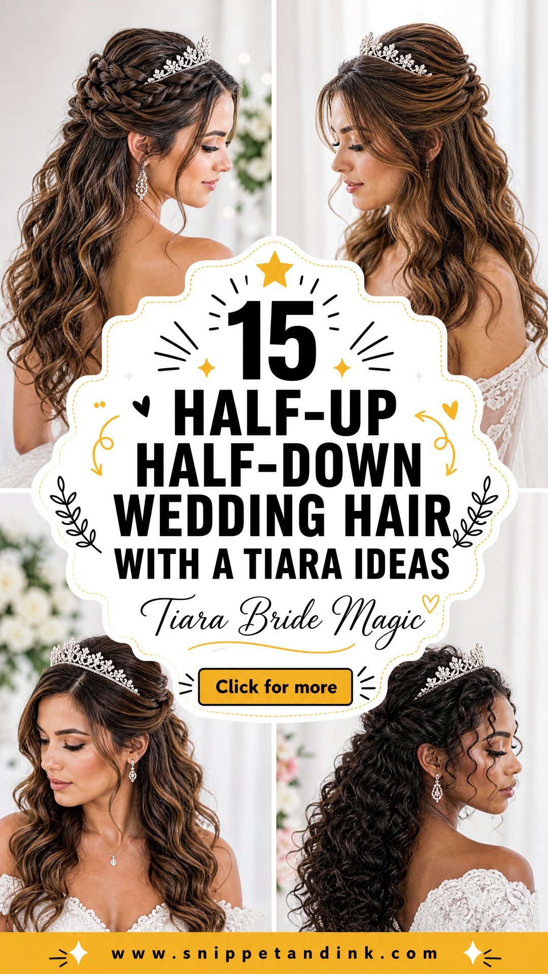 15 Half-Up Half-Down Wedding Hair with a Tiara Ideas for Brides - 15 Half-Up Half-Down Wedding Hair with a Tiara Ideas for Brides
