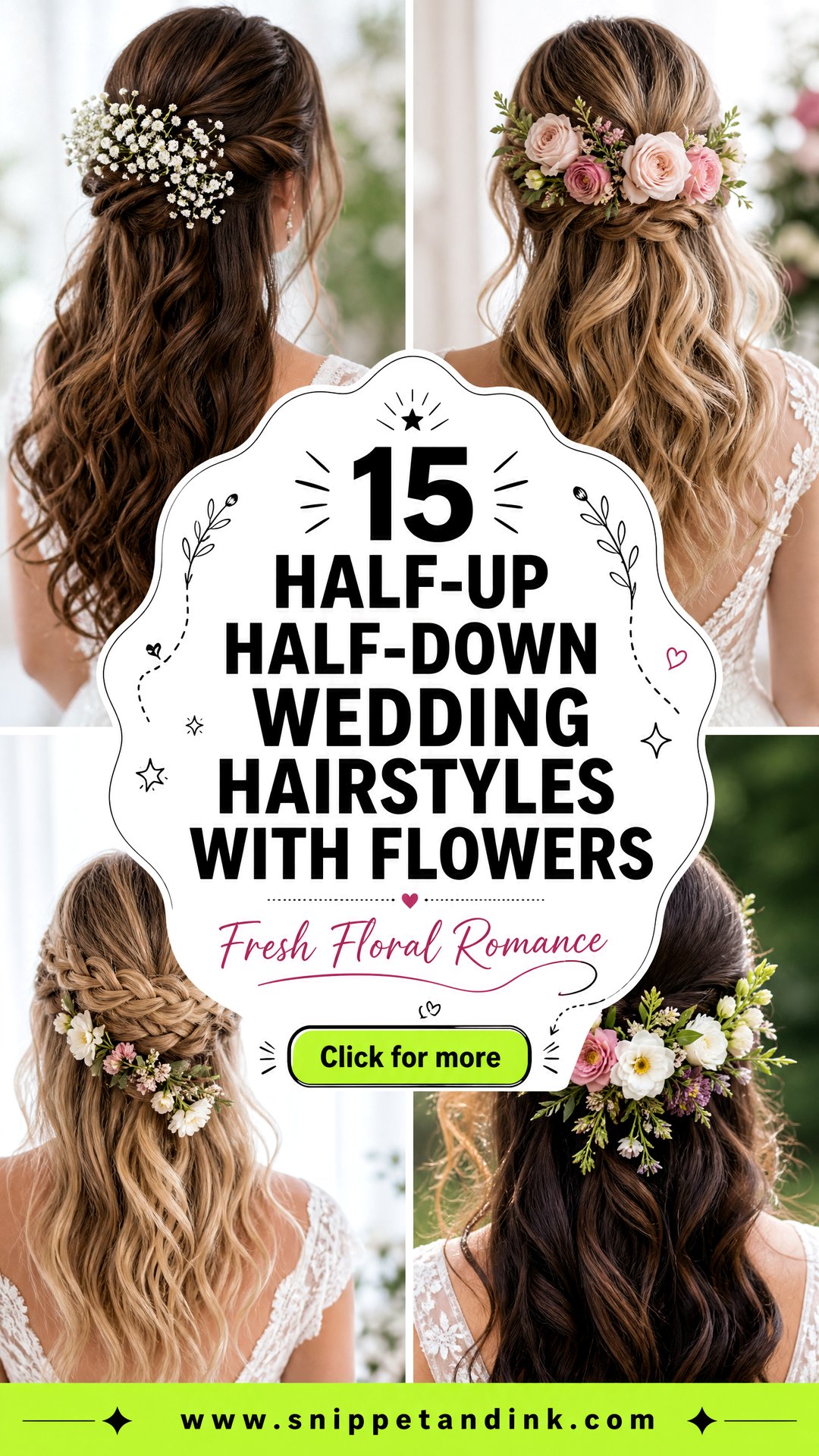 15 Half-Up Half-Down Wedding Hairstyles with Flowers - 15 Half-Up Half-Down Wedding Hairstyles with Flowers