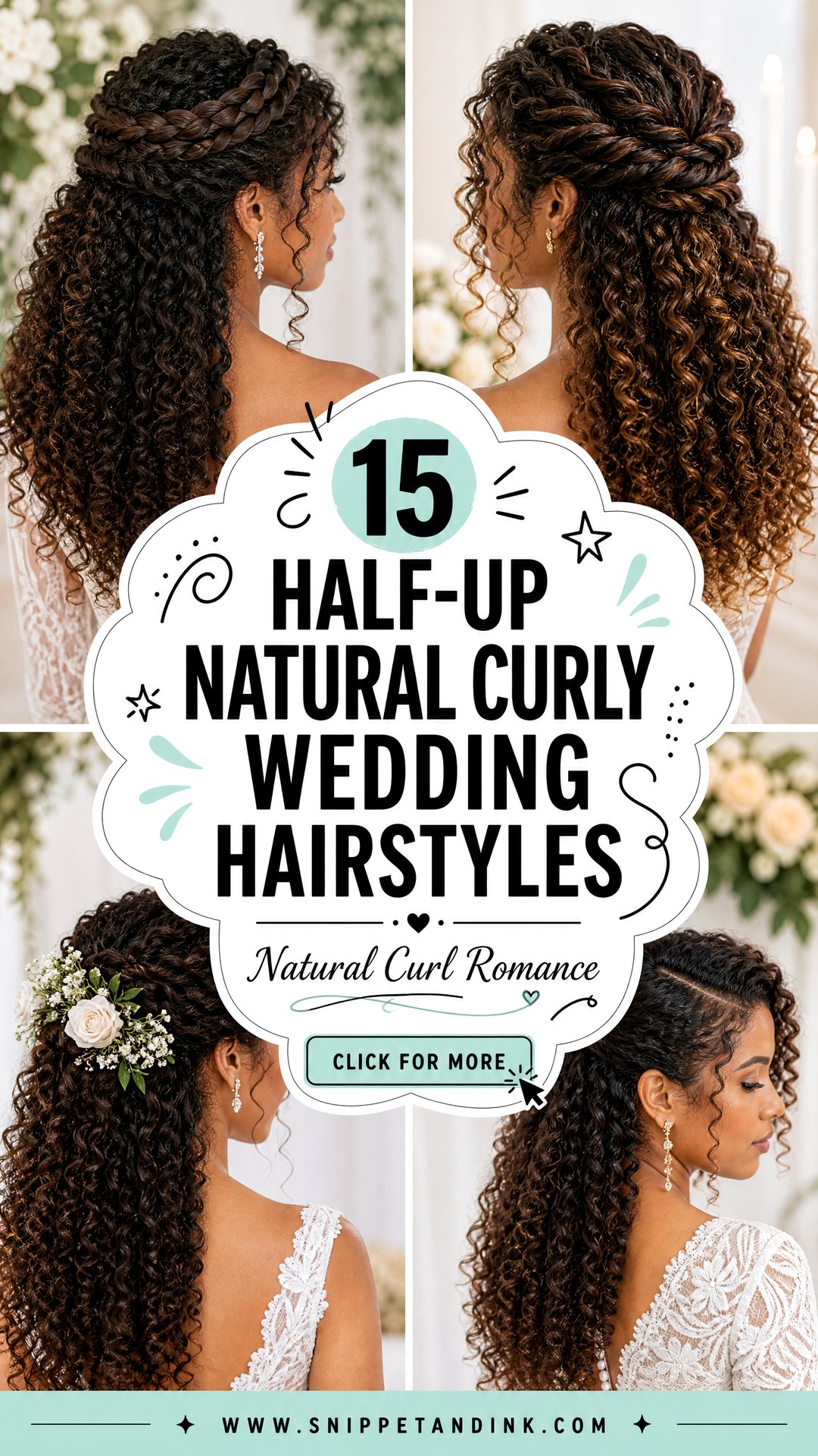 15 Half-Up Natural Curly Wedding Hairstyles for Brides - 15 Half-Up Natural Curly Wedding Hairstyles for Brides
