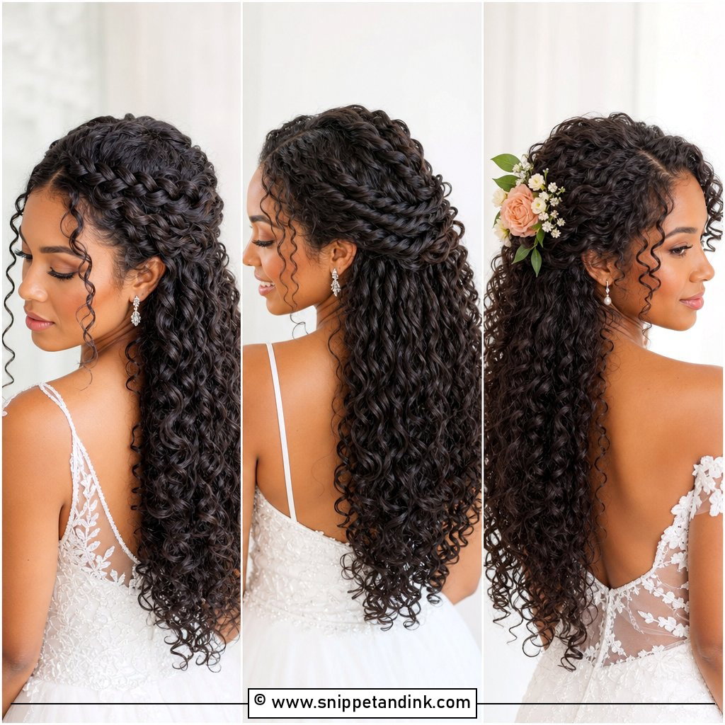15 Half-Up Natural Curly Wedding Hairstyles for Brides