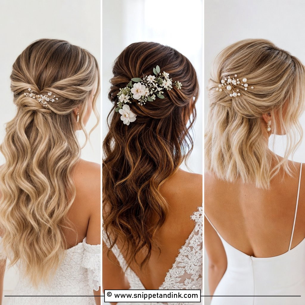15 Half-Up Wedding Bride Hairstyles for Romantic Aisle Style