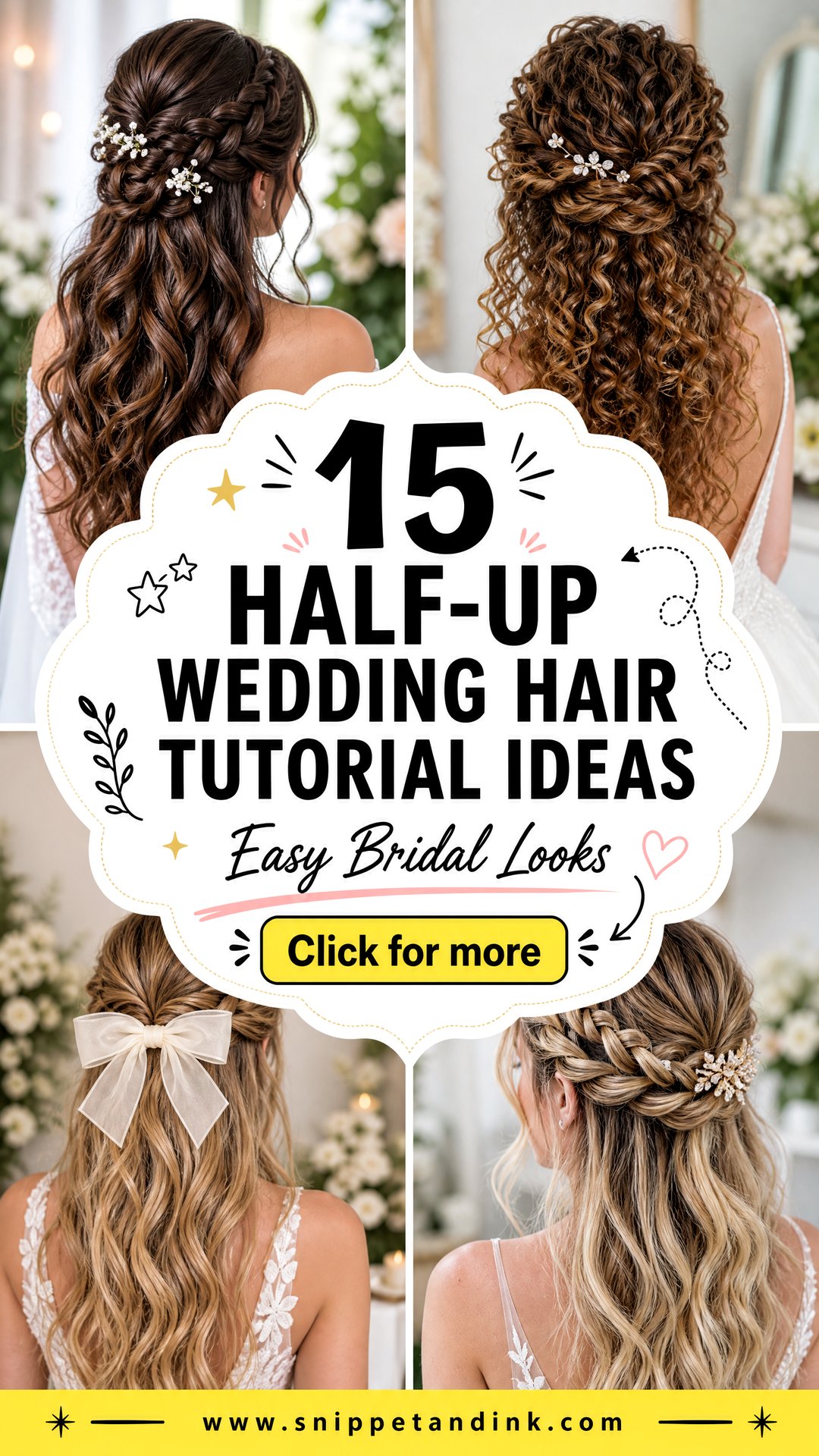 15 Half-Up Wedding Hair Tutorial Ideas for Easy Bridal Looks - 15 Half-Up Wedding Hair Tutorial Ideas for Easy Bridal Looks