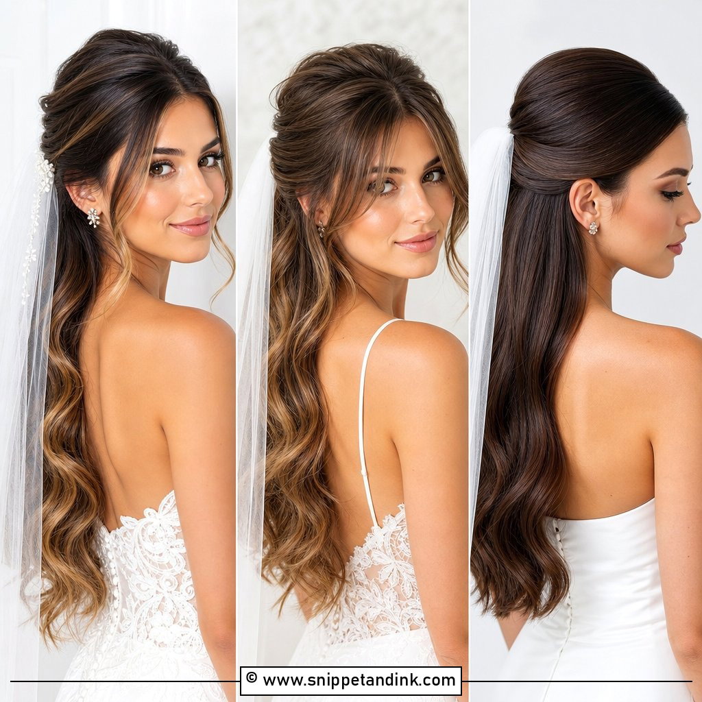 15 Half Updo with Veil Ideas for Elegant Bridal Style