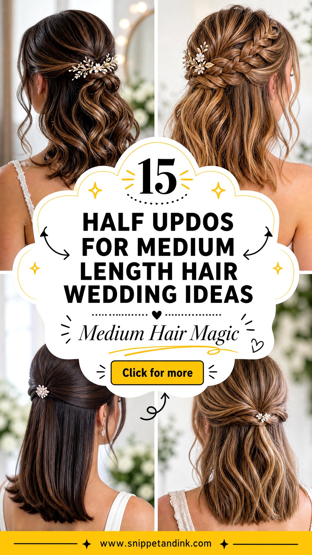 15 Half Updos for Medium Length Hair Wedding Ideas - 15 Half Updos for Medium Length Hair Wedding Ideas