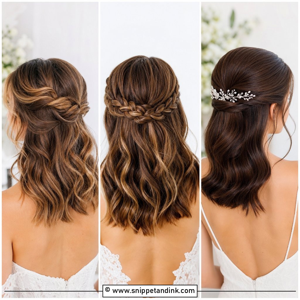 15 Half Updos for Medium Length Hair Wedding Ideas