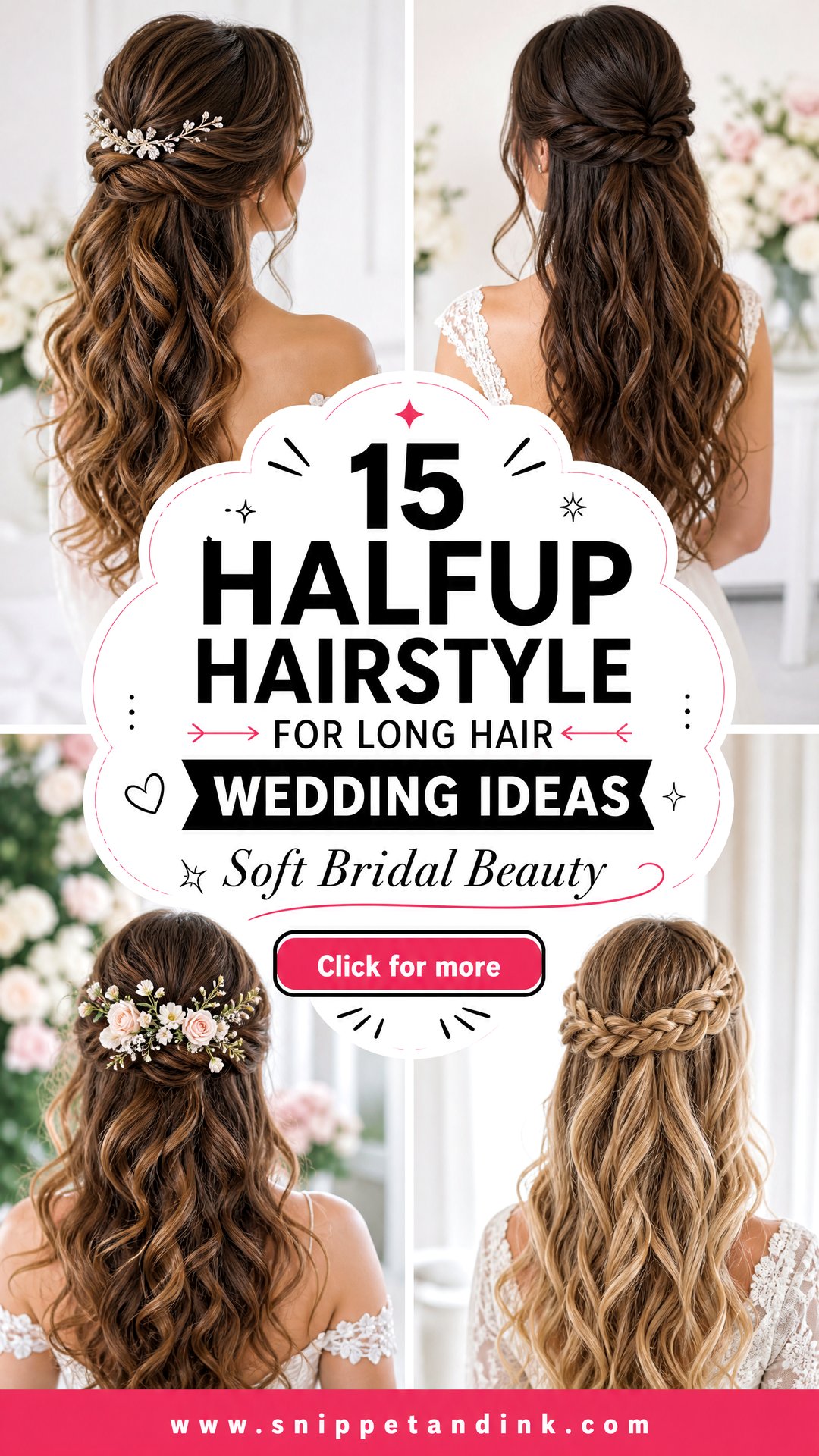 15 Halfup Hairstyle for Long Hair Wedding Ideas for Brides - 15 Halfup Hairstyle for Long Hair Wedding Ideas for Brides
