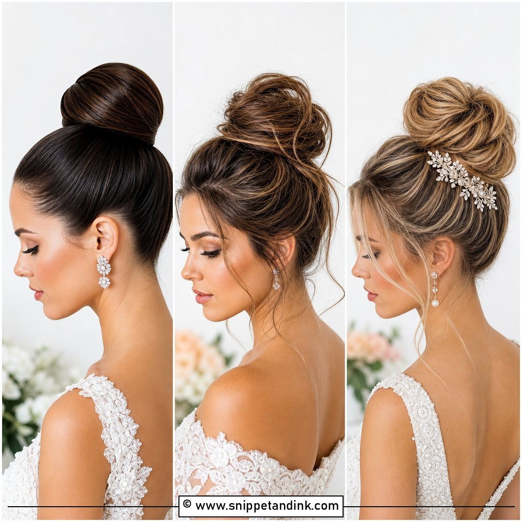 15 High Bridal Bun Ideas for a Regal Wedding Day Hair Look