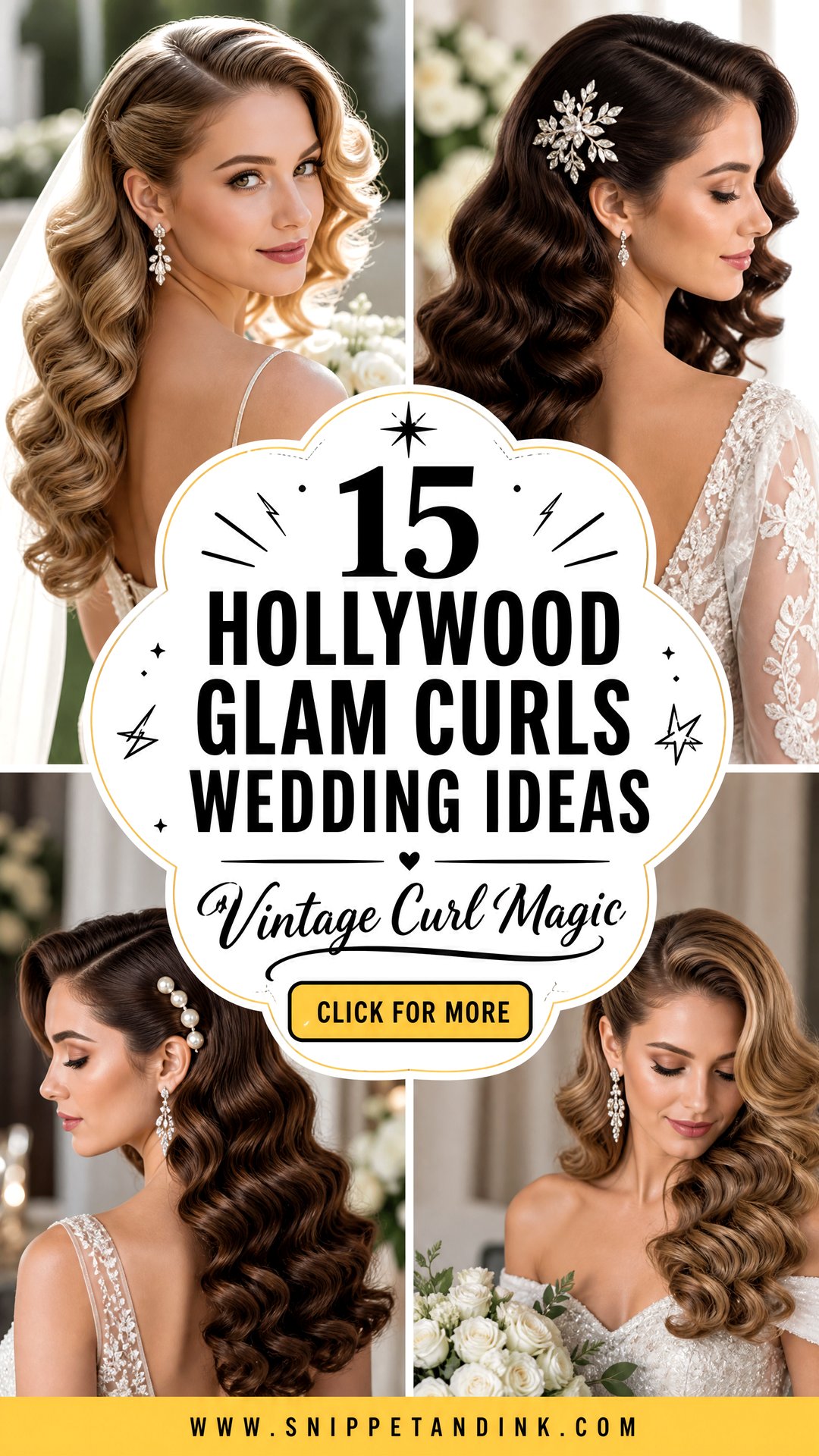 15 Hollywood Glam Curls Wedding Ideas for Vintage Brides - 15 Hollywood Glam Curls Wedding Ideas for Vintage Brides