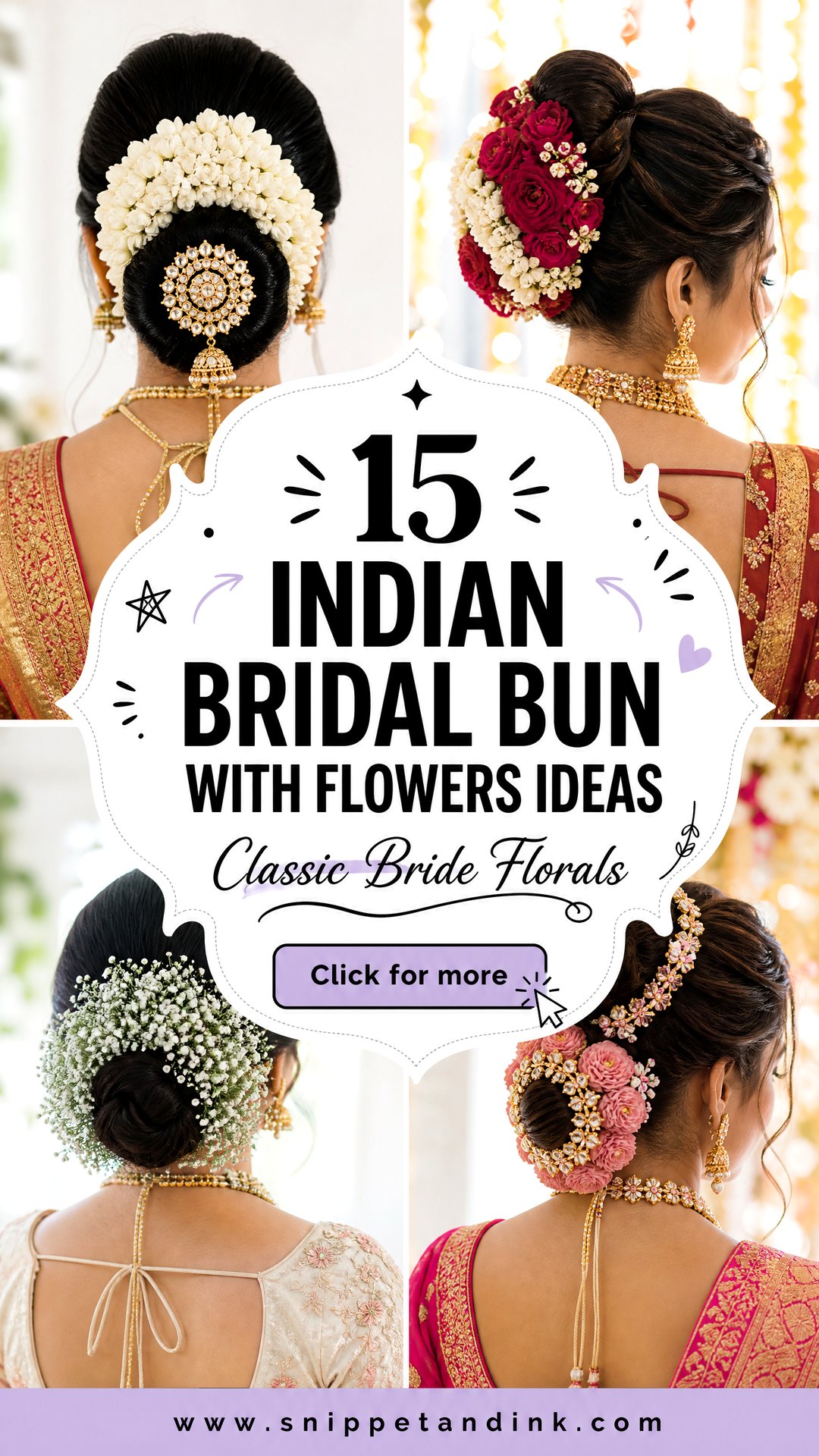15 Indian Bridal Bun with Flowers Ideas for Classic Brides - 15 Indian Bridal Bun with Flowers Ideas for Classic Brides