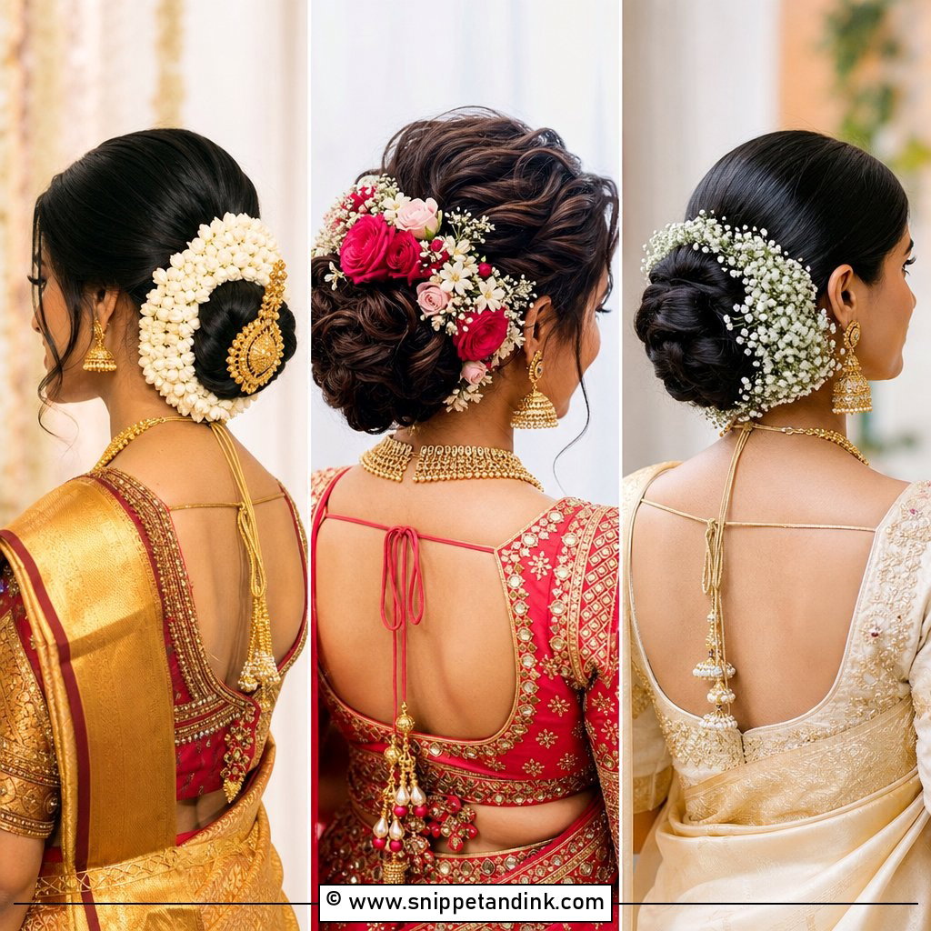 15 Indian Bridal Bun with Flowers Ideas for Classic Brides