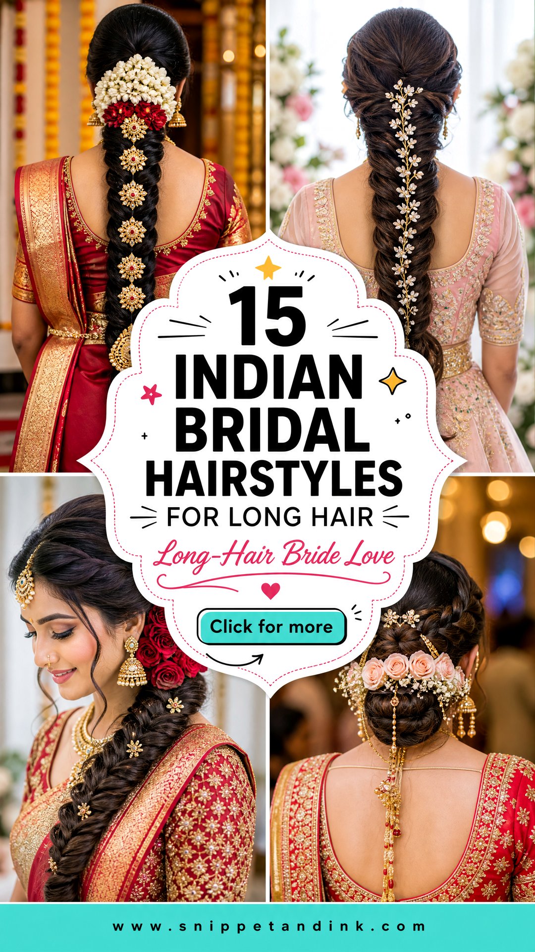 15 Indian Bridal Hairstyles for Long Hair Brides Will Love - 15 Indian Bridal Hairstyles for Long Hair Brides Will Love
