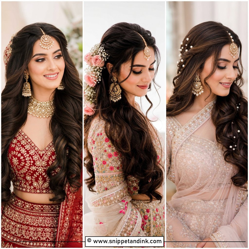 15 Indian Bride Hair Down Ideas Romantic Open Hair Looks