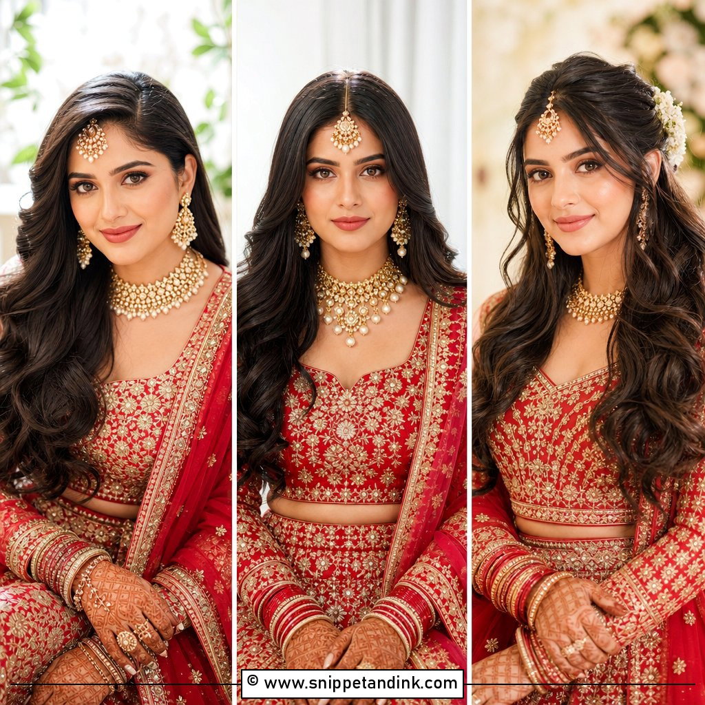 15 Indian Bride with Open Hair Ideas Romantic Wedding Looks