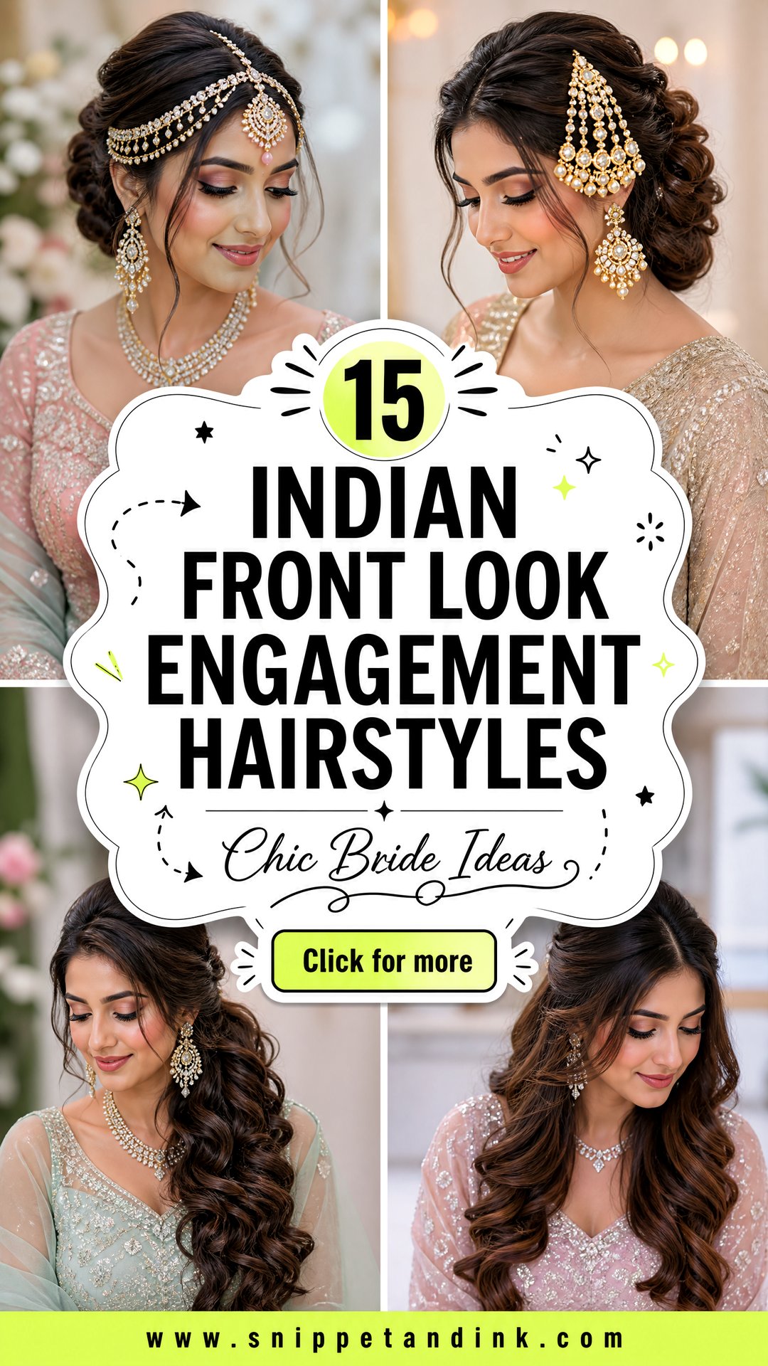 15 Indian Front Look Engagement Hairstyles Chic Bride Ideas - 15 Indian Front Look Engagement Hairstyles: Chic Bride Ideas