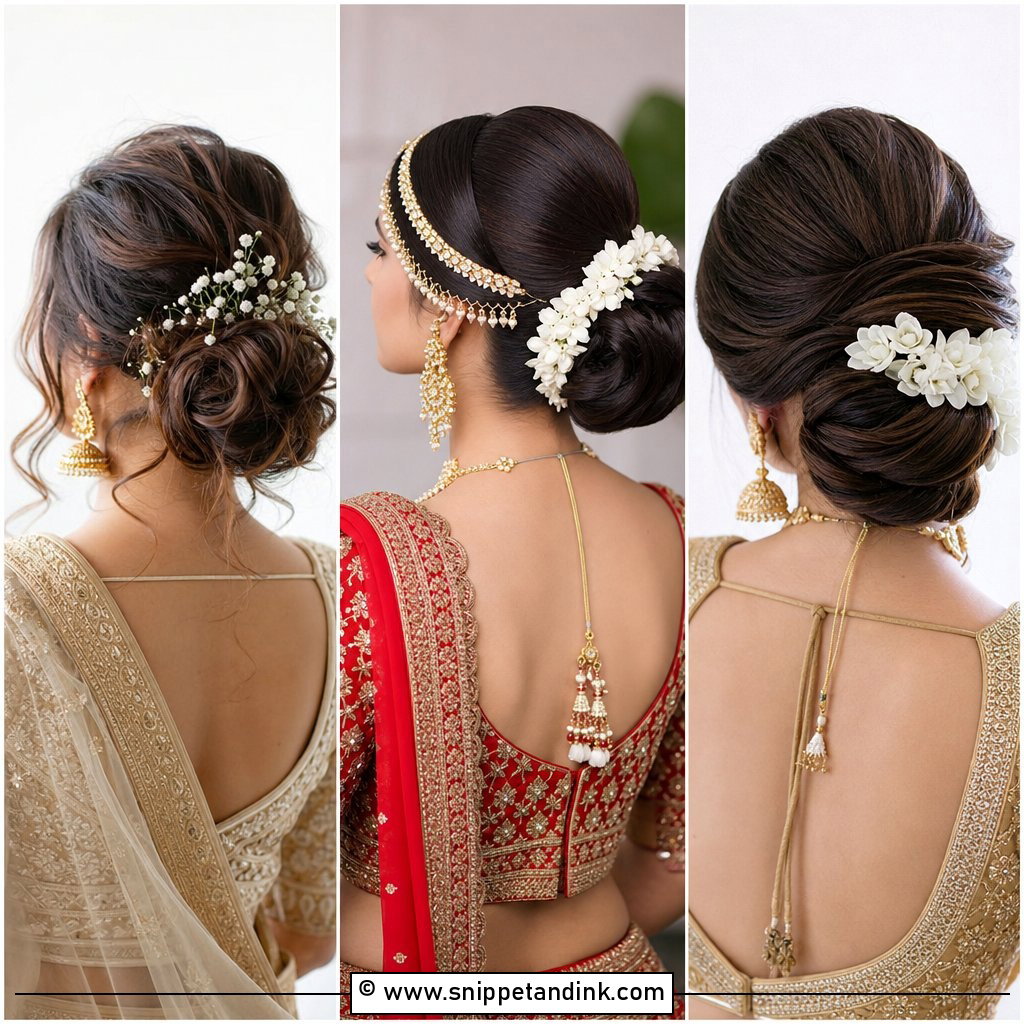 15 Indian Wedding Bridal Hair Bun Ideas for Classic Glam