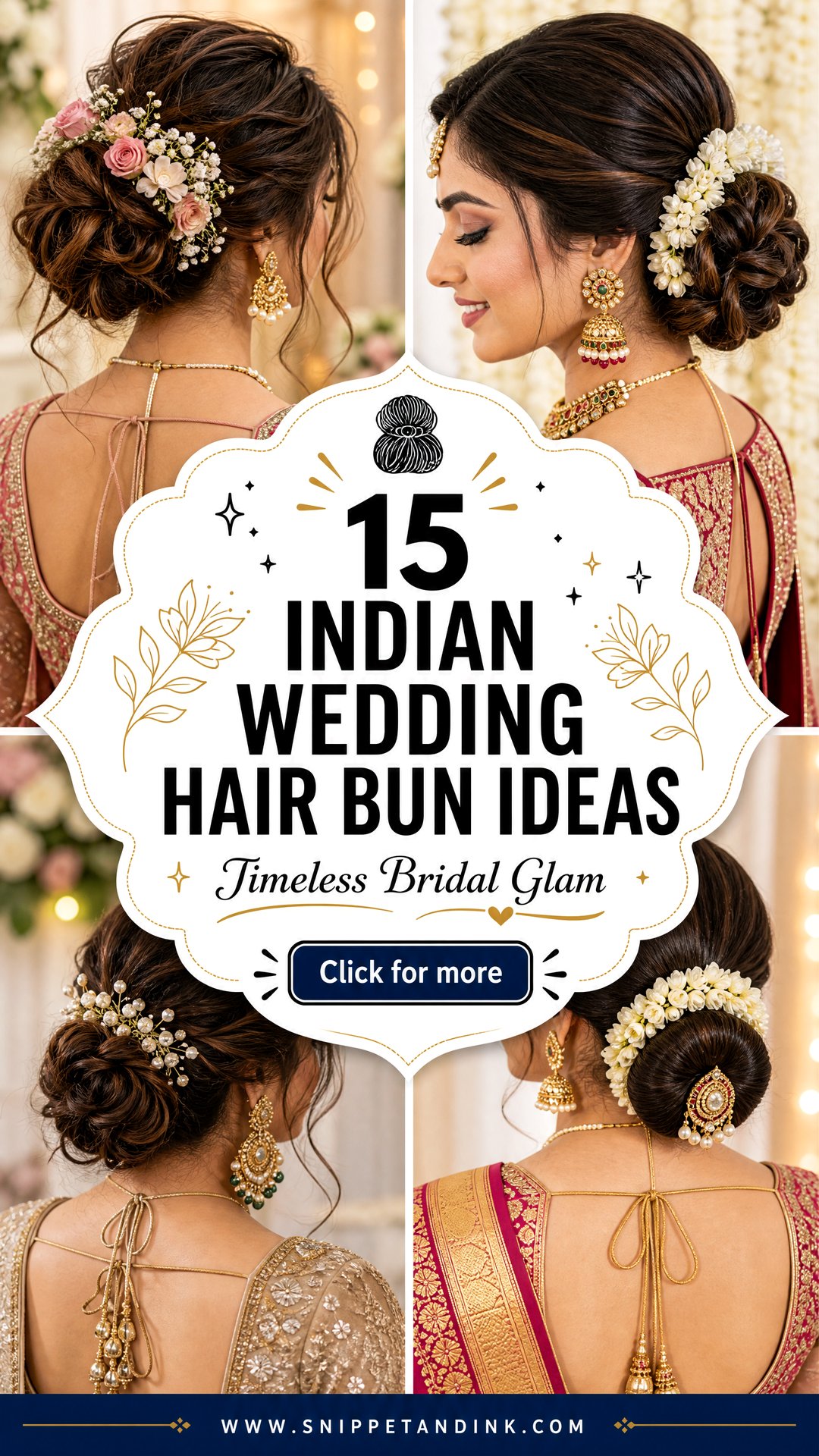15 Indian Wedding Hair Bun Ideas for Timeless Bridal Glam - 15 Indian Wedding Hair Bun Ideas for Timeless Bridal Glam